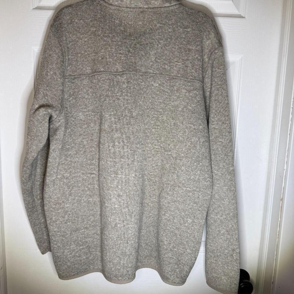 Eddie Bauer Mens XL Quarter Zip Fleece Lined Sweater Pullover Marled Oatmeal - Picture 2 of 7